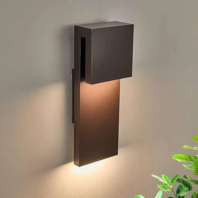 Effective Modern Outdoor Indoor Integrated LED Wall Sconce 2-Light Total 17W Bronze Finish 1600 Lumens 3000 Kelvin 90 CRI Dimmable Input 120-277V Weatherproof for Global Front Porch Decor Use.About ThisOverview Superior