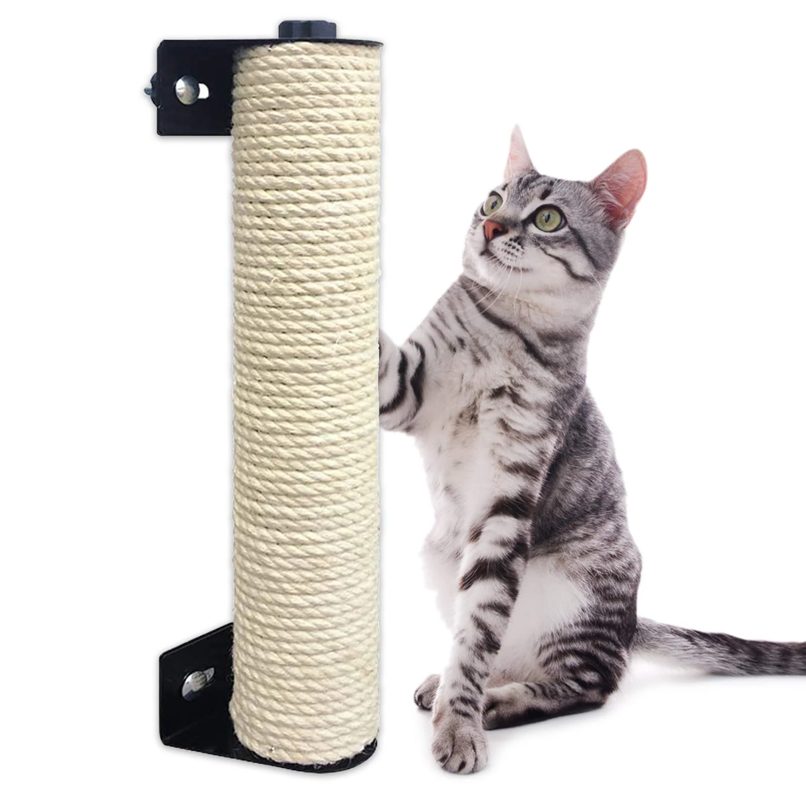 Casual ZFBIRD Cat Scratching Post Cage Mounted – Space-Saving Sisal Scratch Post for Claws Climbing Pure