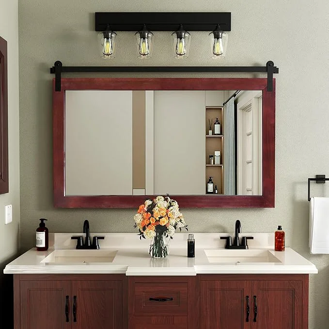 Classic COGOOD Farmhouse Bathroom Mirror - 49 x 30 Large Rectangle Barn Door Mirror for Vanity Bedroom Living Room Wall Decor Espresso About ThisOverview High-End