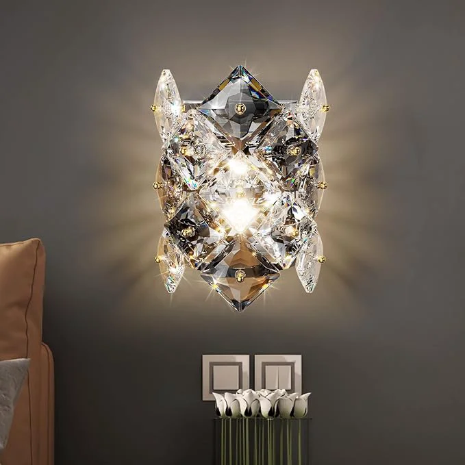 Certified Modern Crystal Wall Sconces Chrome Wall Light Fixtures Luxury Indoor Wall Lamp K9 Crystal Vanity Wall Mount Lamps Industrial Sconce Lighting for Bathroom Living Room Bedsides Hallway BedroomAbout ThisOverview Professional