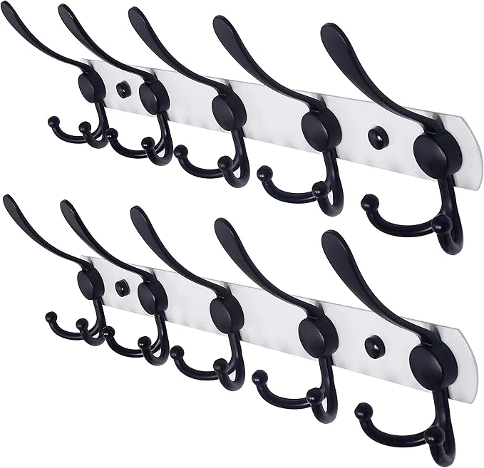 Specialty Dseap Wall Mounted Coat Rack - 5 Tri Hooks Heavy Duty Stainless Steel Metal Coat Hook Rail for Coat Hat Towel Purse Robes Mudroom Bathroom Entryway White Black 2 Packs About ThisOverview Advanced