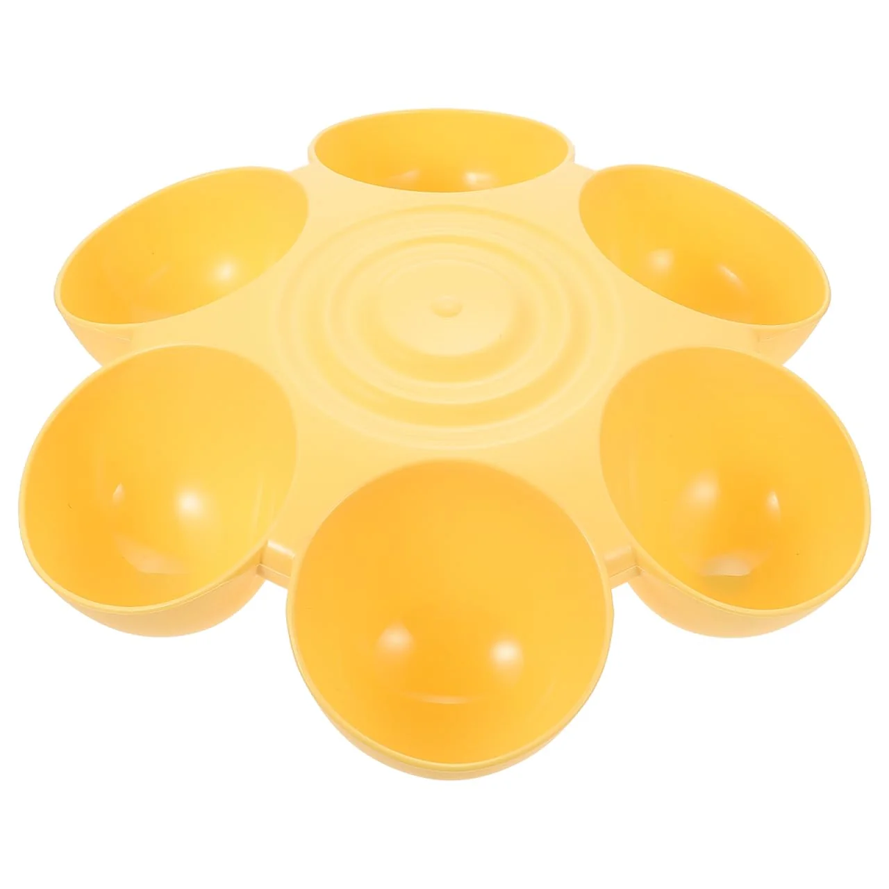 Durable POPETPOP 6-Bowl Cat Feeding Station – Multi-Pet Indoor Outdoor Yellow Eco-Friendly