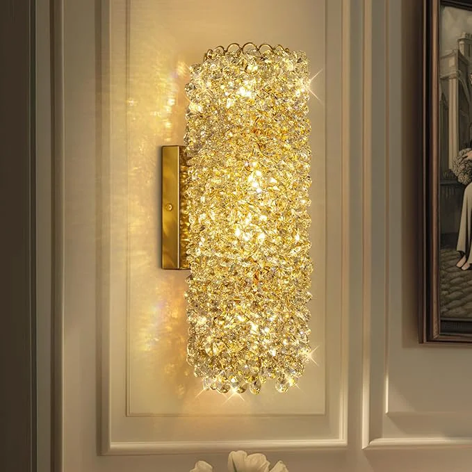 Easy-to-Use Modern Sconces Beaded Crystal sconse Light Fixtures Indoor Gold Wall Lamp Crystal Vanity Wall Mount Lamp Elegant Wall Lighting for Living Room Bedroom Bathroom Hallway Stairway BedsideAbout ThisOverview Comfortable