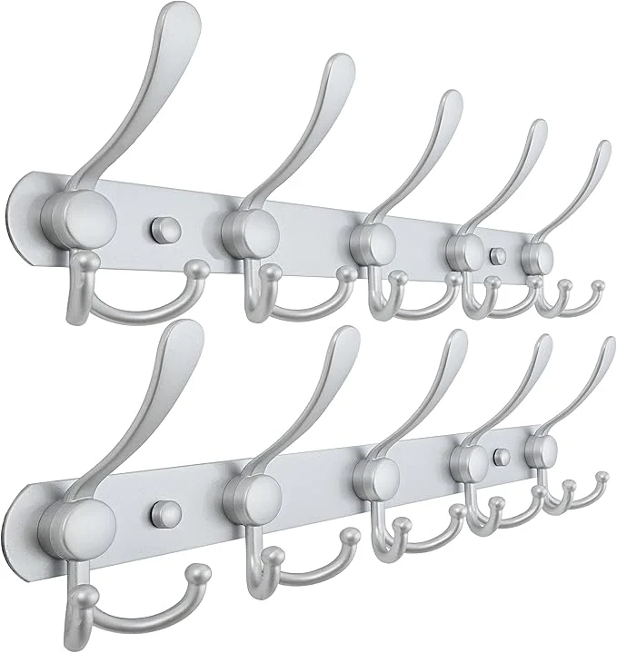 Verified Dseap Coat Rack Wall Mounted - 5 Tri Hooks Heavy Duty Stainless Steel Metal Coat Hook Rail for Coat Hat Towel Purse Robes Mudroom Bathroom Entryway Silver Pack of 2 About ThisOverview High-Quality