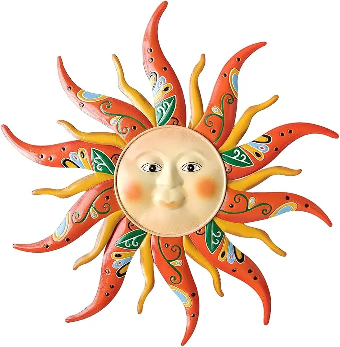 Top-Quality Large Metal Sun Wall Art Decor - 23.6Inches Sun Face Garden Sculptures Statues Wall Art for Indoor and Outdoor Decor Yard Farmhouse Patio Garden DecorationsAbout This Fine