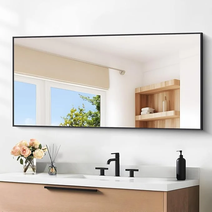 Luxury Black Bathroom Mirror for Wall 24x48 Inch Rectangle Mirrors with Metal Frame Modern Vanity Wall Mirror Decor for Entryway Hangs Bathroom Living Room Horizontal or VerticalAbout ThisOverview Proven