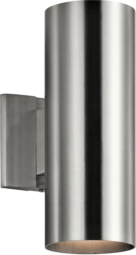 Fine Crafted Kichler Cylinders 12 2-Light Cylinder Outdoor Wall Sconce in Brushed Aluminum 12 H x 4.75 W 9244BAAbout ThisOverview Comfortable