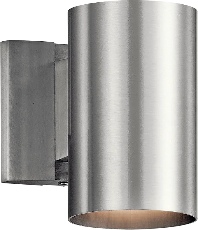 Traditional Kichler 9234BA Outdoor Cylinder Wall Mount Sconce DownLight Brushed Aluminum 1-Light 5 W x 7 H 65 WattsAbout ThisOverview Relaxed