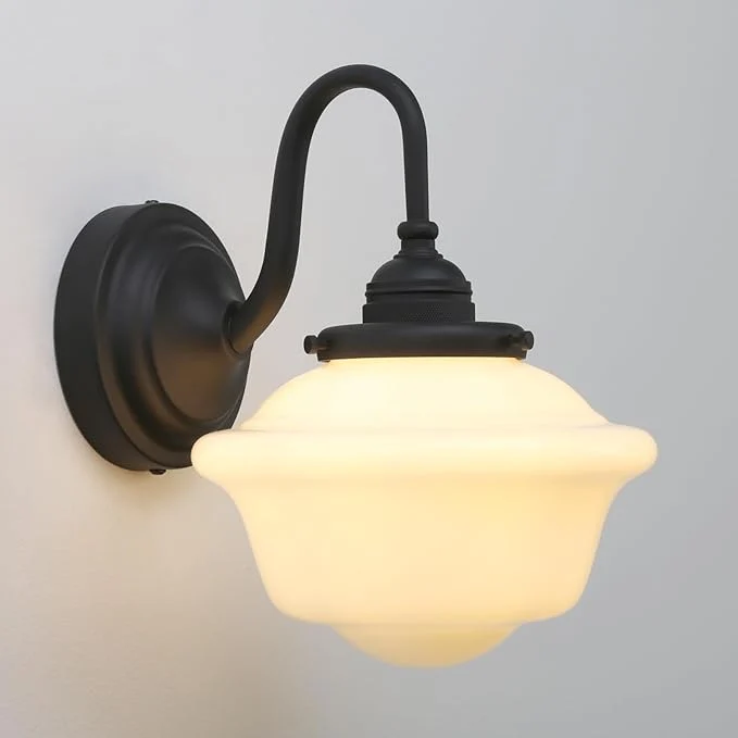 Sustainable Pathson Vintage Wall Sconce with Milk White Glass Hardwired Swan-Neck Wall Vanity Light Bathroom Sconce Fixture for Living Room Foyer Loft Bedroom Farmhouse LampAbout ThisOverview Original Design