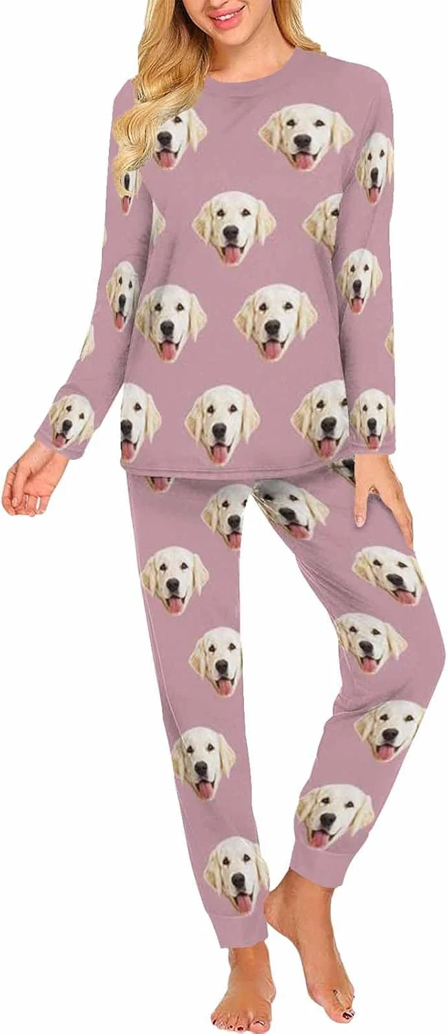 Premium MyPupSocks Custom Face Pajamas Sets for Women Personalized Photo Sleepwear XS-XXL Comfortable