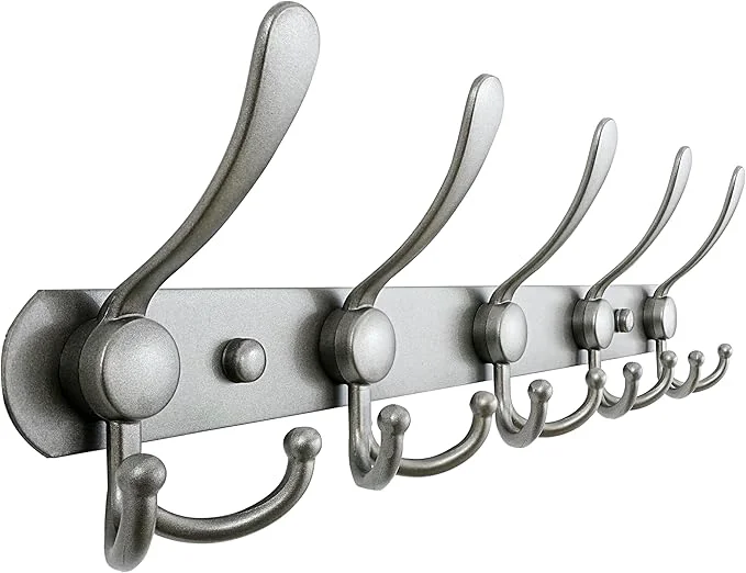 Refined Dseap Coat Rack Wall Mounted - 5 Tri Hooks Heavy Duty Stainless Steel Metal Coat Hook Rail for Coat Hat Towel Purse Robes Mudroom Bathroom Entryway GreyAbout ThisOverview Responsible