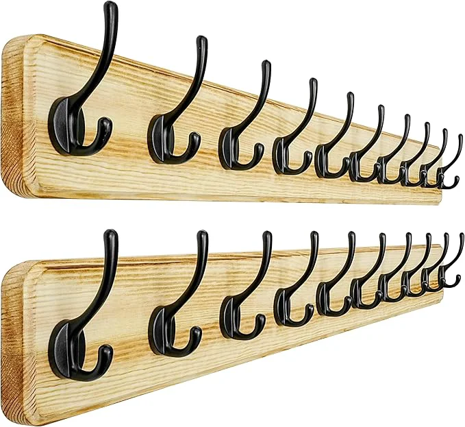 Superior Dseap Coat Rack Wall 38-1 4 Long Patented Heavy-Duty 10-Double-Hooks Wooden Wall Mounted Coat Rack Coat Hanger Hook Rail for Winter Coats Hat Jacket Clothing Light Brown Pack of 2About ThisOverview Pure