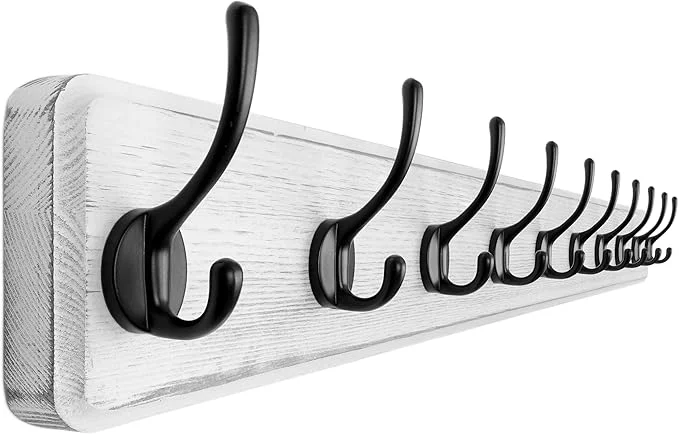 Recyclable Dseap Coat Rack Wall Mount 38-1 4 Long Patented Heavy-Duty 10-Double-Hooks Wooden Hanger Rail for Winter Coats Hat Jacket Clothing White BlackAbout ThisOverview Quality