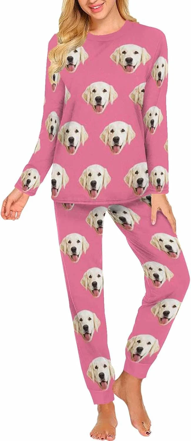 Premium MyPupSocks Custom Face Pajamas Sets for Women Personalized Photo Sleepwear XS-XXL Soft