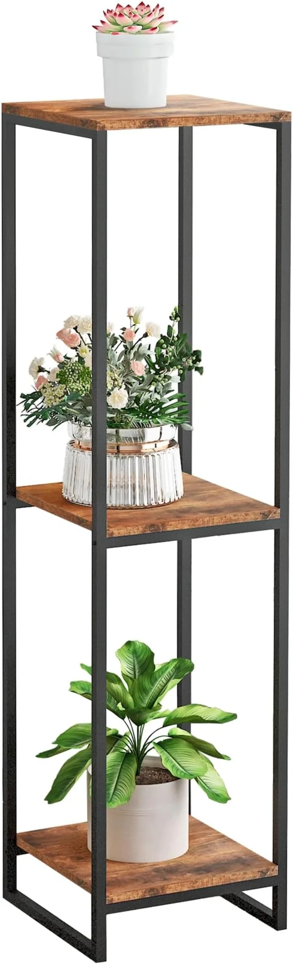 Prestigious 46 Tall Plant Stand Indoor 3-Tier Modern Plant Shelf Corner Flower Pot Holder Organizer for Living Room Balcony Patio Garden Rustic Brown About ThisOverview Convenient