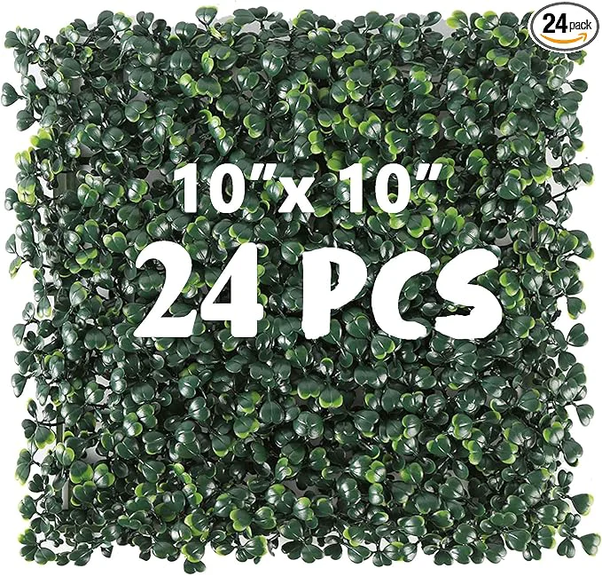 High-Quality 24PCS 10 x 10 Artificial Boxwood Wall Panels UV-Anti Grass Wall Hedge Plant Panels for Indoor Outdoor Green Wall Decor Ivy Fence Covering PrivacyAbout ThisOverview Advanced