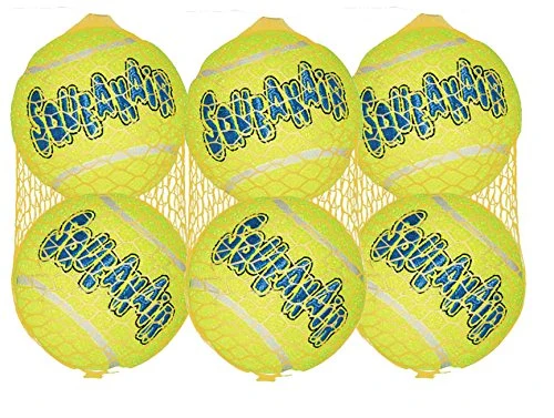 Versatile KONG Air Dog Tennis Balls — Large 6-Pack Non-Abrasive Squeaky Outdoor Fetch Toy First-Class