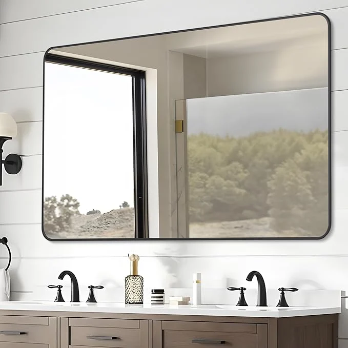 Elegant 30 x 48 Bathroom Mirror Matte Black Wall Mirror with Metal Frame Decorative Rectangular Vanity Mirror for Bedroom Bathroom Living Room Entryway Horizontal Vertical About ThisOverview Powerful