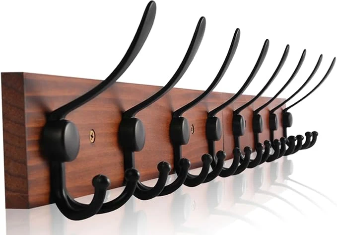 Dependable Rustic 32.2 Large Coat Rack Wall Mount Long Wood Coat Hooks Wall Mount with 8 Triple Hooks Heavy Duty Wooden for Entryway Farmhouse Hanging Jackets Coats Hats Bags TowelAbout ThisOverview Refined