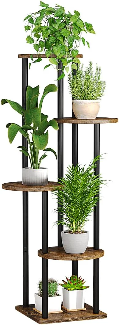 Soft AZERPIAN Plant Stand Indoor 5 Tier Metal Plant Shelf for Multiple Plants Corner Tall Flower Holders for Living Room Balcony Bedroom Patio Garden Black 5 Tier About ThisOverview Durable