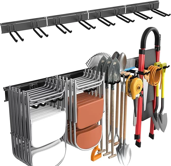 Stylish WALMANN Wall Mounted Garden Tool Organizer for Garage Heavy Duty Folding Chair Storage Rack 11-Inch Tools Storage Hooks for Shovels Rakes Ladders Hold Up to 400 lbsAbout ThisOverview Healthy