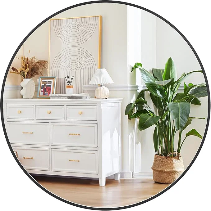 World-Class Round Mirror 24 Inch Circle Bathroom Mirror Fog Resistant Glass with Aluminum Frame - Wall Mounted Vanity Mirror for Entryway Bedroom Living Room Decor，BlackAbout ThisOverview Exclusive
