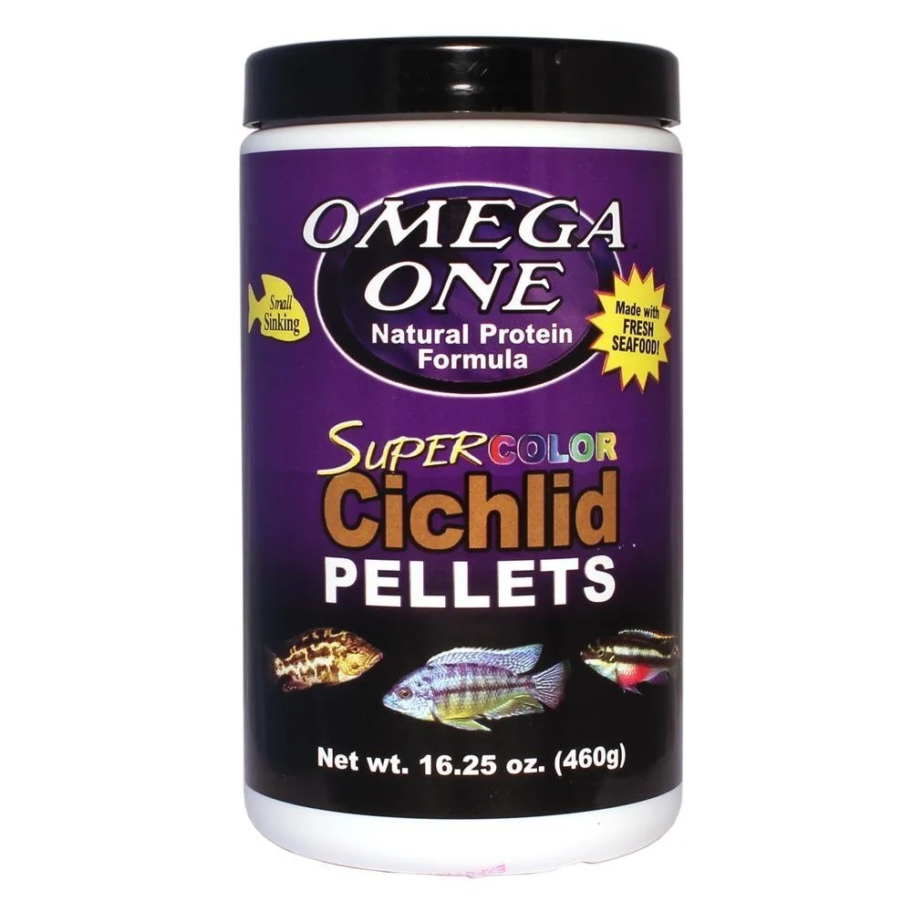 Smooth Omega One Super Color Sinking Cichlid Pellets - 2mm 16.25 oz Contemporary