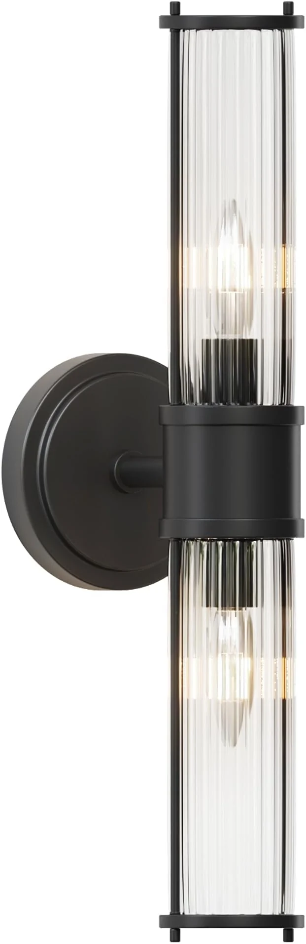 Stylish Bathroom Sconce Wall Lighting - Black Bathroom Vanity Light Fixture Vertical and Horizontal Wall Mount 2-Light Modern Indoor Wall Light for Hallway Living Room E12 Bulbs Excluded About ThisOverview High-Quality