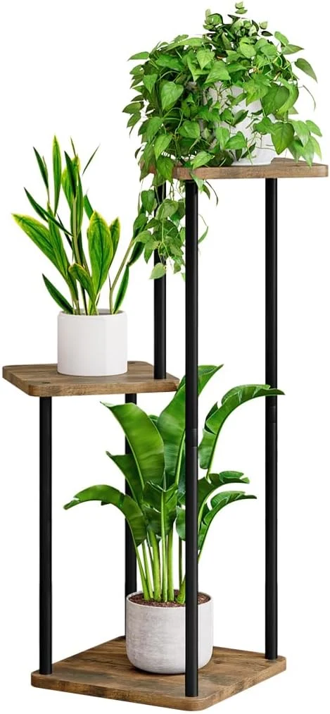 Breathable AZERPIAN 3 Tier Plant Stand Indoor Metal Plant Shelf for Multiple Plants Corner Flower Holders for Living Room Balcony Bedroom Patio Garden Black Black 3 tier About ThisOverview Official