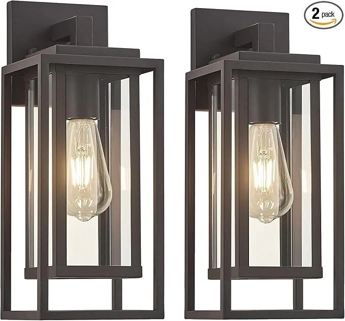 Smart 14 Outdoor Wall Light Fixtures Waterproofed Exterior Lantern W Sturdy Rectangular Double Cage In Old Rust Clear Tempered Glass Sconce Mounted For House Patio Front door Porch Yard Lighting 2PackAbout ThisOverview Safe