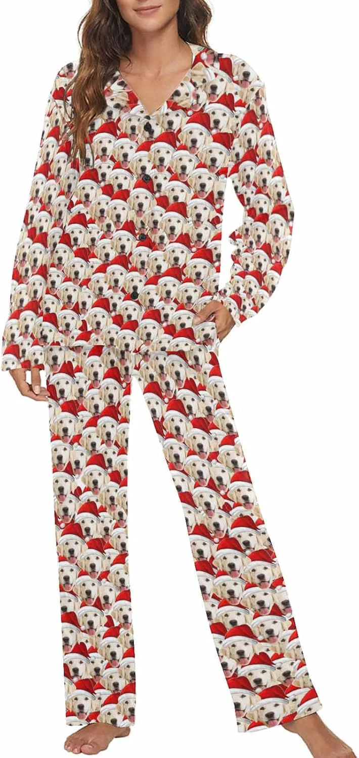 Carefully Designed MyPupSocks Custom Face Pajamas for Women Set Personalized Photo Long Sleepwear XS-XXL Consistent