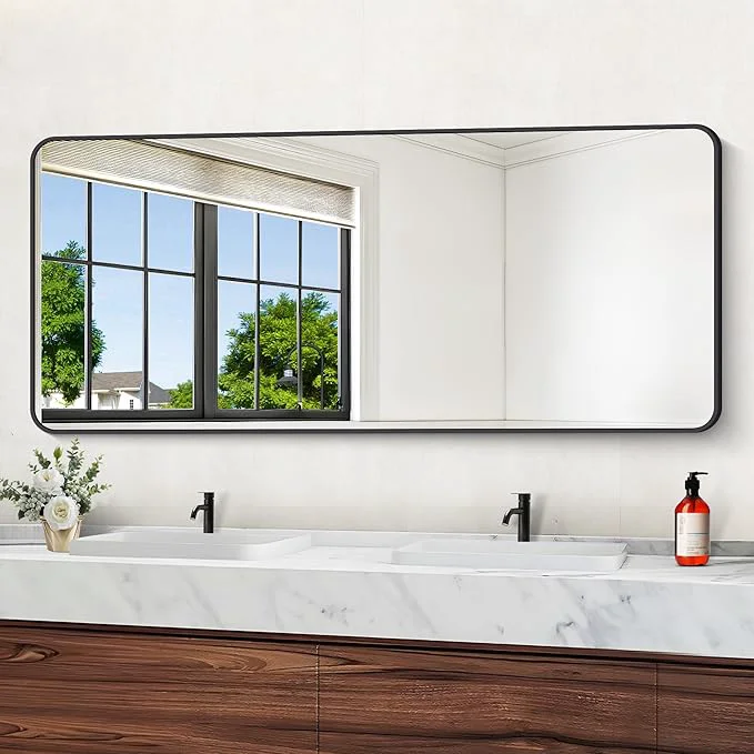 Artisan 72 x 30 Bathroom Mirror Matte Black Wall Mirror with Metal Frame Decorative Rectangular Vanity Mirror for Bedroom Bathroom Living Room Entryway Horizontal Vertical About ThisOverview Casual