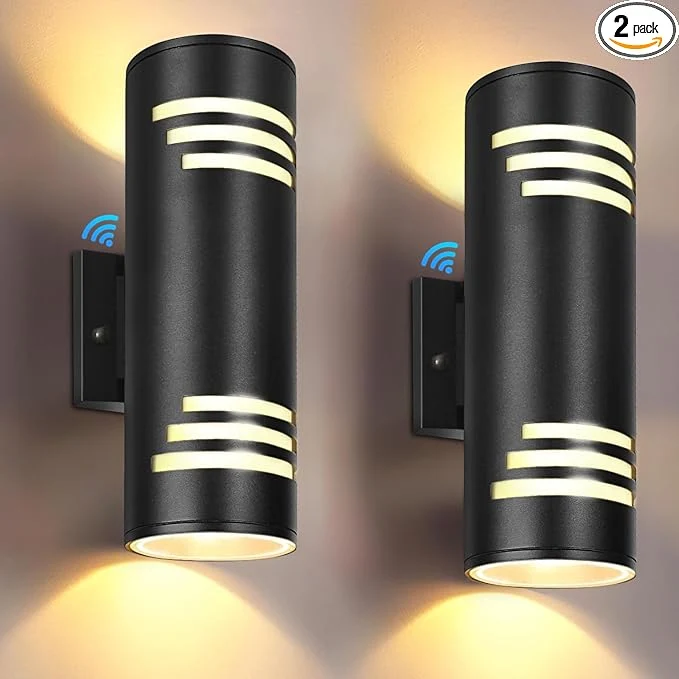 Convenient Dusk to Dawn Porch Lights Outdoor 2 Pack Modern Exterior Lighting Fixtures 13In Cylinder Outdoor Wall Lights Up Down Sconce Lighting for House Doorway ETL ListedAbout ThisOverview User-Friendly