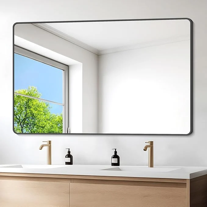 Classic 36 x 55 Bathroom Mirror Matte Black Wall Mirror with Metal Frame Decorative Rectangular Vanity Mirror for Bedroom Bathroom Living Room Entryway Horizontal Vertical About ThisOverview Consistent