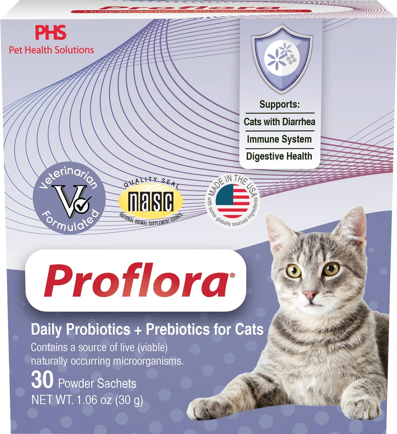 Reusable Proflora Probiotics for Cats - Complete Gut Health Immune Support 30 Packets Artisan
