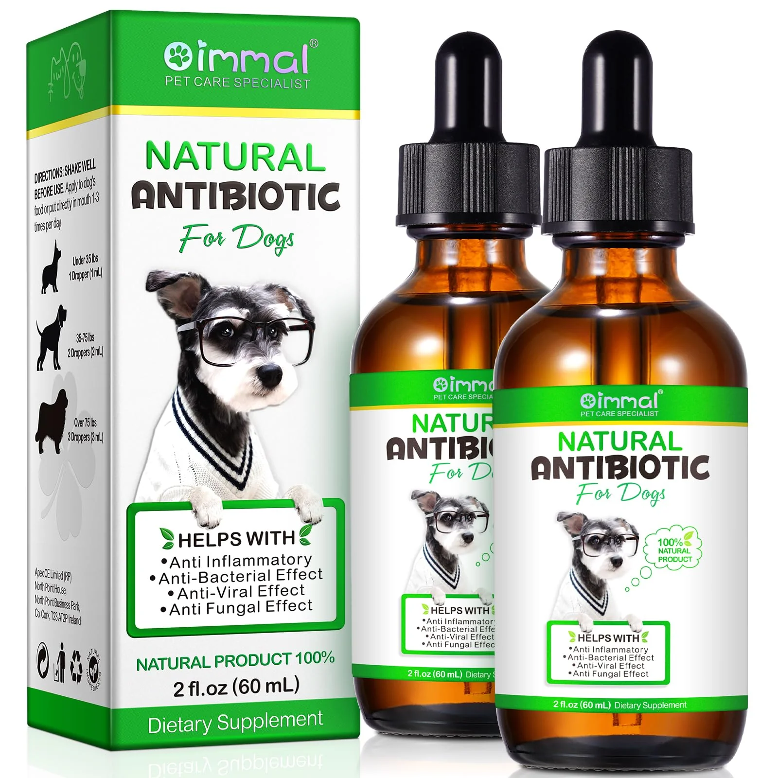 Smooth ALIVO Antibiotics for Dogs — Natural Bacon-Flavor Liquid for Allergies Itch UTIs Ear Infections Skin Coat Digestion 60ml x 2 Original
