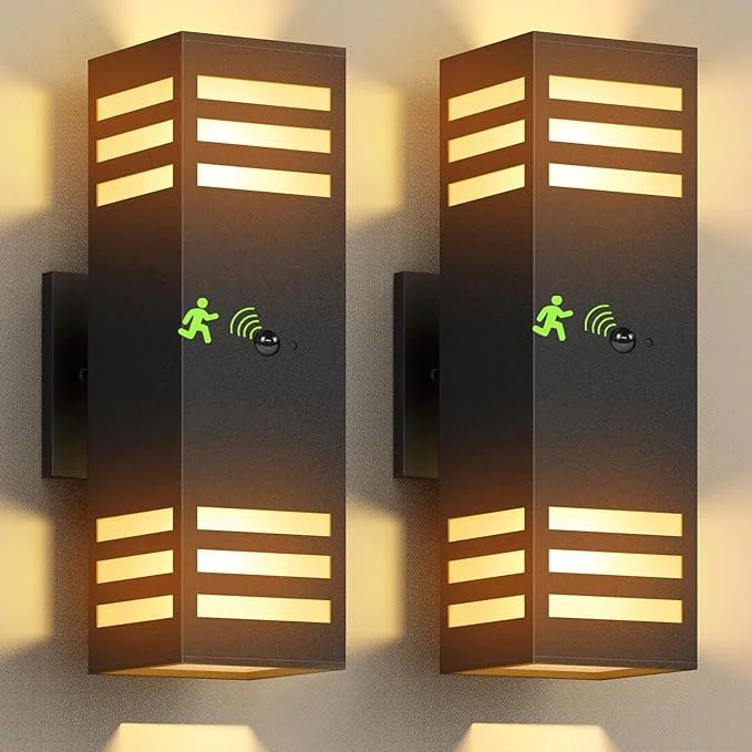 Fast Motion Sensor Outdoor Wall Lights Dusk to Dawn Exterior Light Fixture with 3 Modes Waterproof Modern Dimmable Porch Light with Up Down Lighting for Patio Garage Front Door Matte Black 2PackAbout ThisOverview Top-Quality