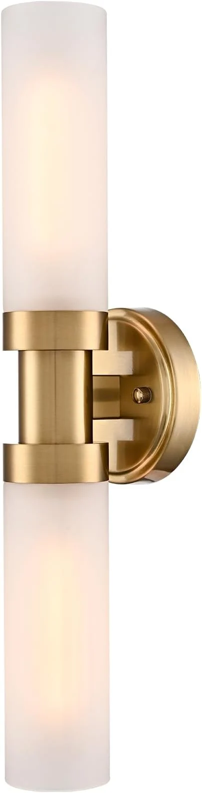 Innovative 20-Inch Gold Bathroom Light Fixtures Wall Sconce with Frosted Glass Shade Modern 2-Light Cylinder Vanity Lights Brass Glass Sconces Wall Lighting for Living Room BedroomAbout ThisOverview Advanced