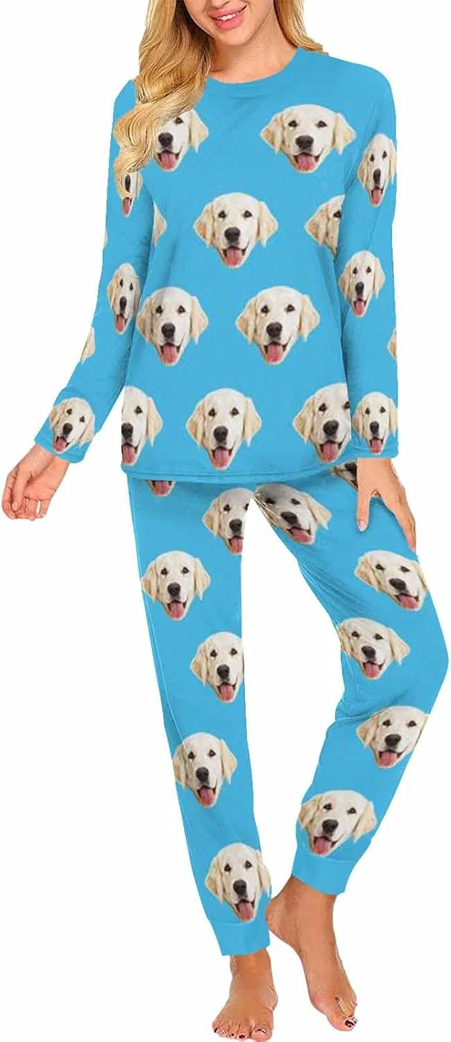 Verified MyPupSocks Custom Face Pajamas Sets for Women Personalized Photo Sleepwear XS-XXL Top-Quality