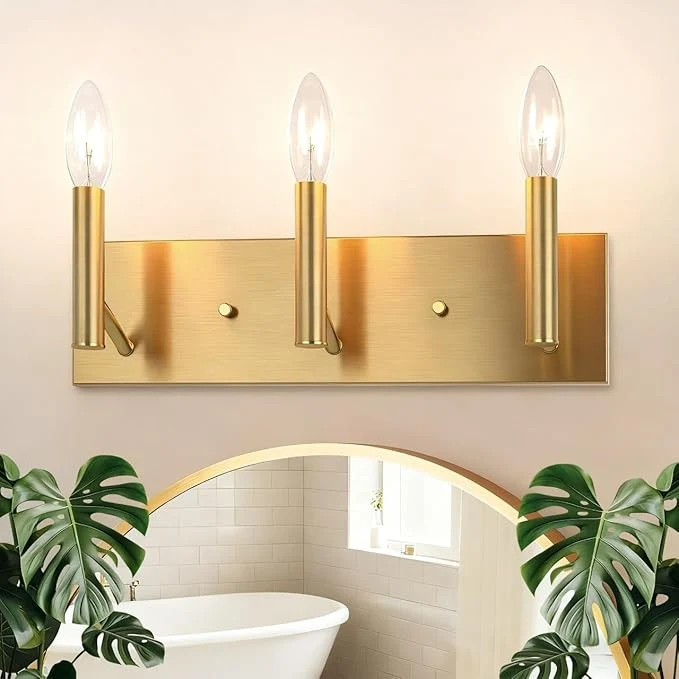 Genuine Kalium Bathroom Light Vanity Fixtures Over Mirror 3-Lights Modern Brushed Gold Wall Sconces Minimalist Wall Lights for Livingroom Bedroom Entryway Hallway Staircase E12 Base Bulbs Not Included About ThisOverview Long-Lasting
