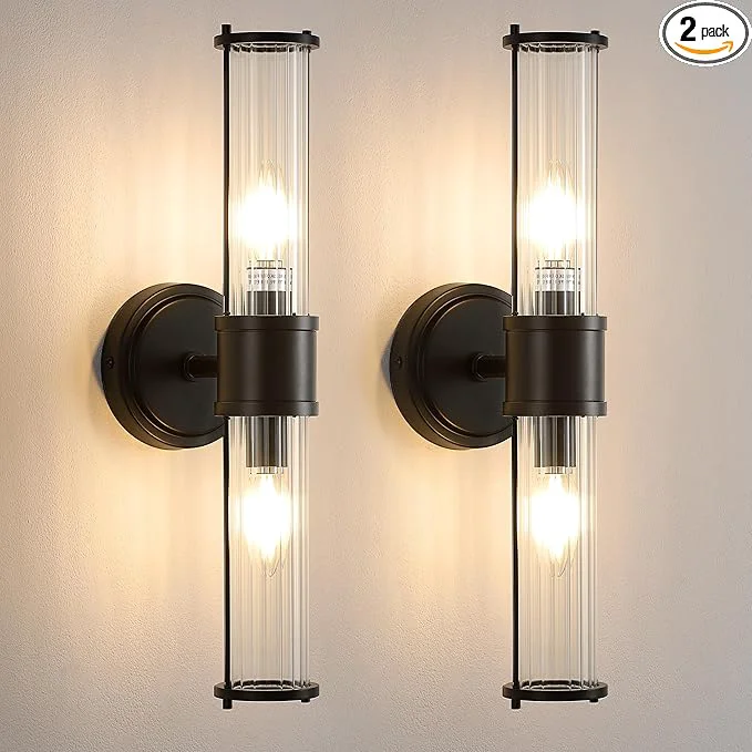 Effective Wall Sconces Set of Two Black Bathroom Sconces Wall Lighting - Modern Vanity Light Vertical and Horizontal Wall Mount 2-Light Indoor Wall Light for Hallway Living Room E12 Bulbs Excluded About ThisOverview Exceptional