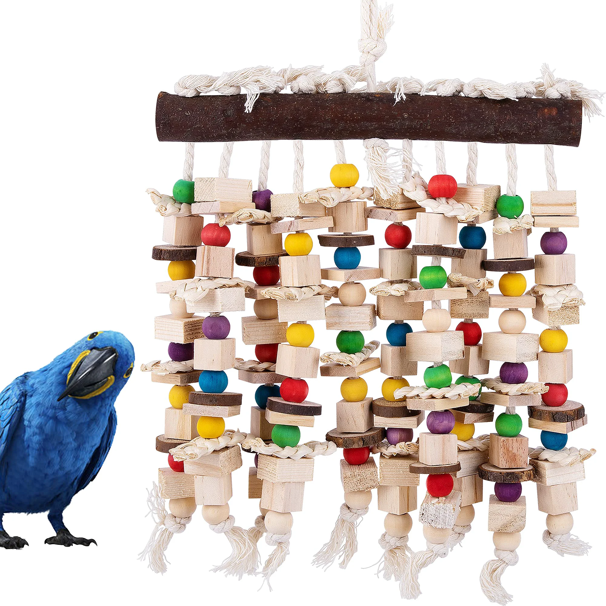 Comfortable Deloky Large Bird Parrot Chewing Toy – Natural Wooden Blocks for Large Macaws Cockatoos African Grey Top-Quality