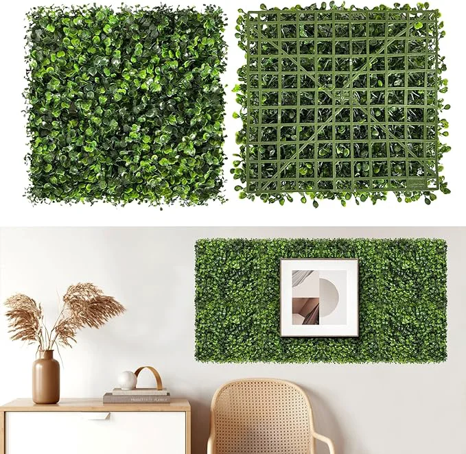 Smart Artificial Grass Wall Panels 24 PCS 10x10 inch Boxwood Hedge Wall Panels with 100 Zip Ties Boxwood Panels Backdrop for Outdoor Indoor Decorative Garden Fences Backyard Patio Privacy HedgeAbout ThisOverview Innovative