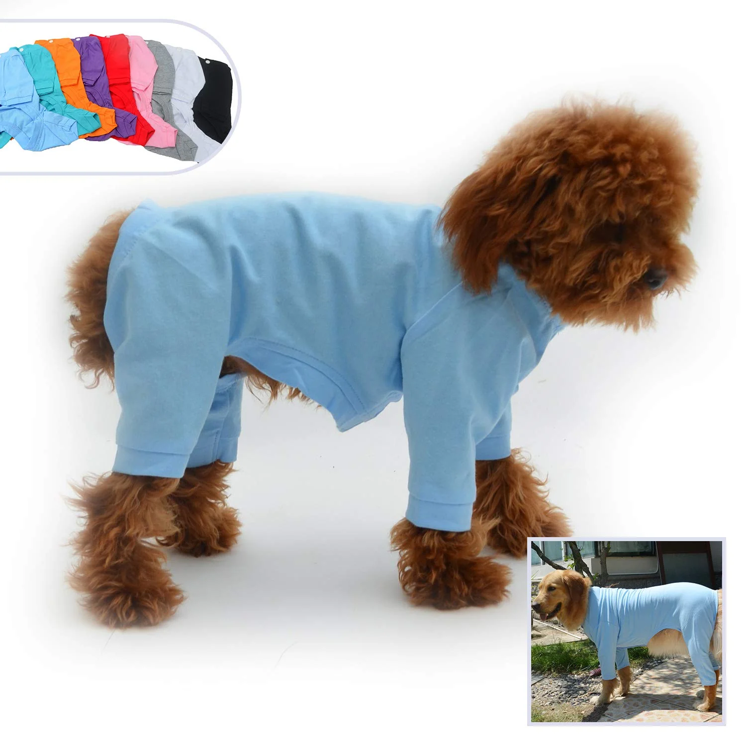 Smart Lovelonglong Four Feet Dog Lightweight Pajamas - Pure Cotton 4-Leg Jumpsuit Lightblue XL Healthy