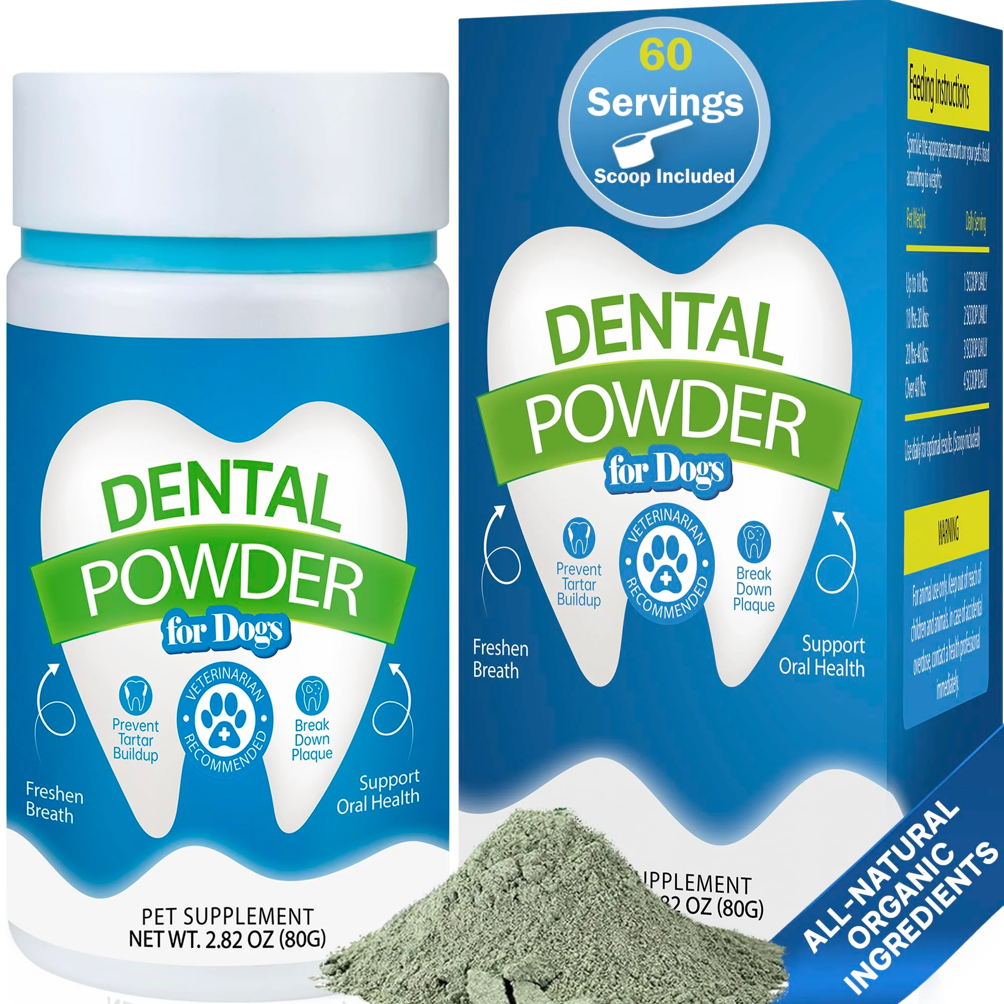 Fine Crafted Spanielbuns Dental Powder for Dogs — Plaque Tartar Control with Probiotics Breath Freshener 2.82 oz Artisan
