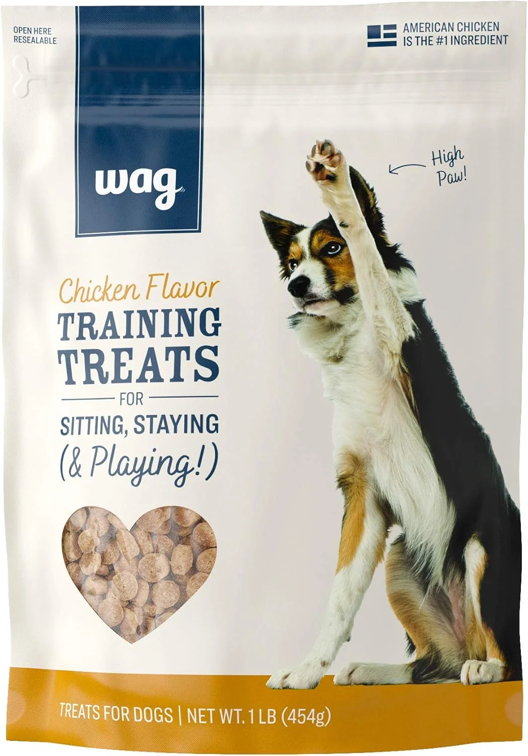 Minimalist Amazon Brand – Wag Chicken Flavor Training Treats for Dogs 1 lb. Bag 16 oz Flexible