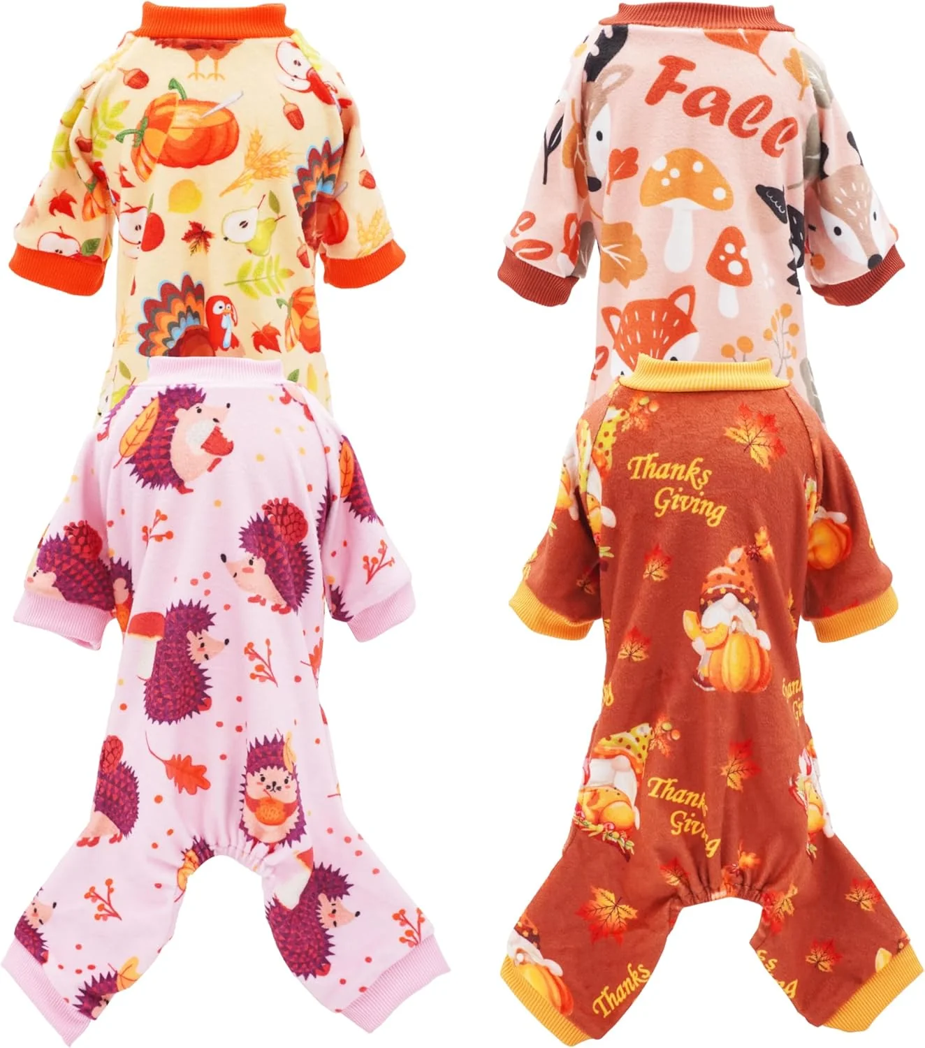 Practical PET SHOW 4 Pack Fall Small Dog Pajamas Thanksgiving Clothes Doggies Girl Boy Soft Stretchy PJs Autumn Jumpsuit Puppy Cats Onesies Outfits with Sleeve Pets Dachshund Costume S Proven