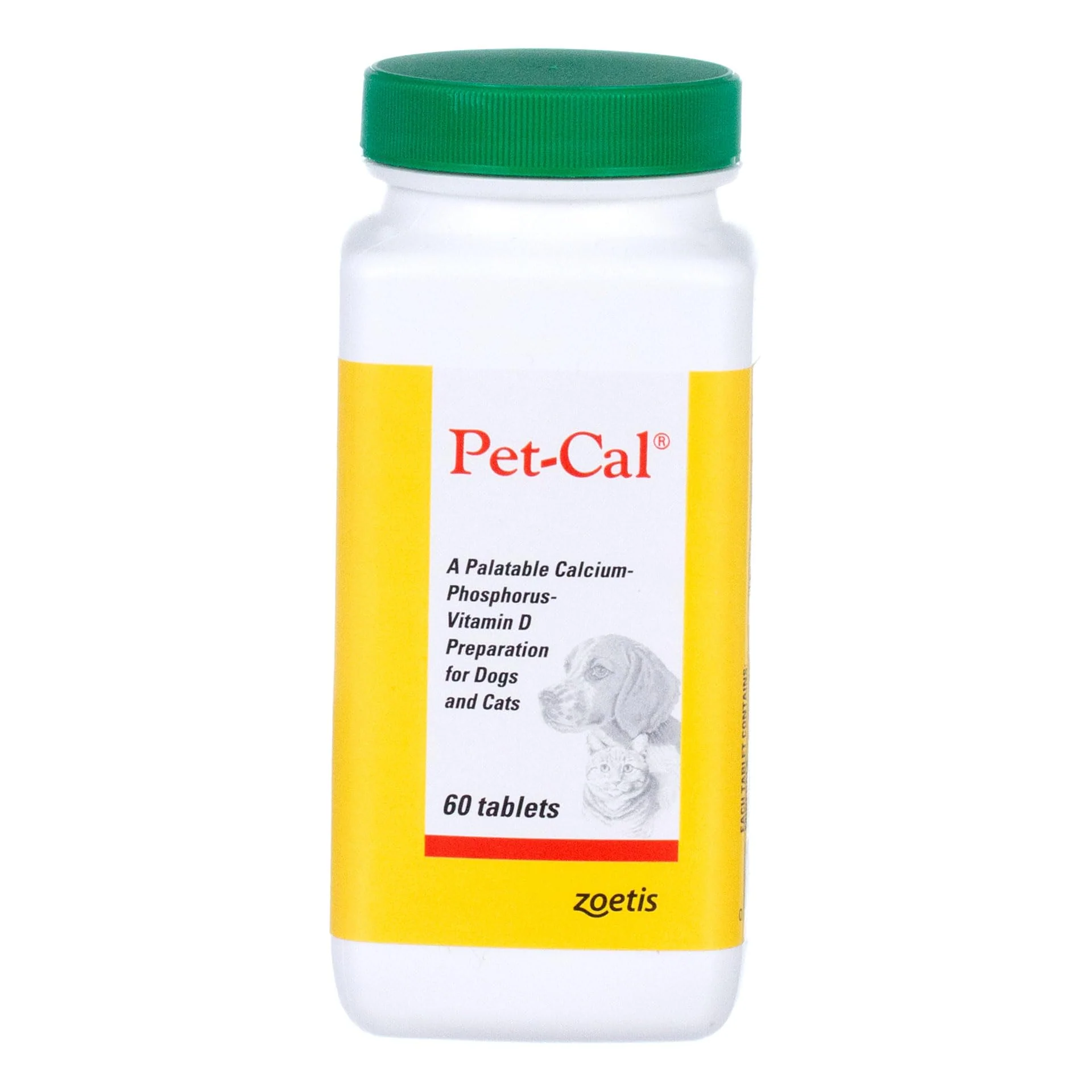 Environmentally Friendly Zoetis Pet Cal Tablets 60CT – Palatable Calcium Phosphorus Vitamin D for Dogs Cats Healthy