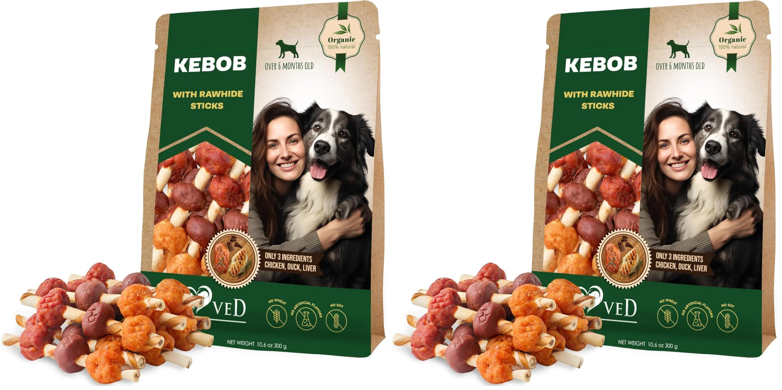 Efficient Beloved Pets Rawhide Kabobs with Duck Chicken – All Natural Grain- Dog Treats 11 oz Pack of 2 Modern