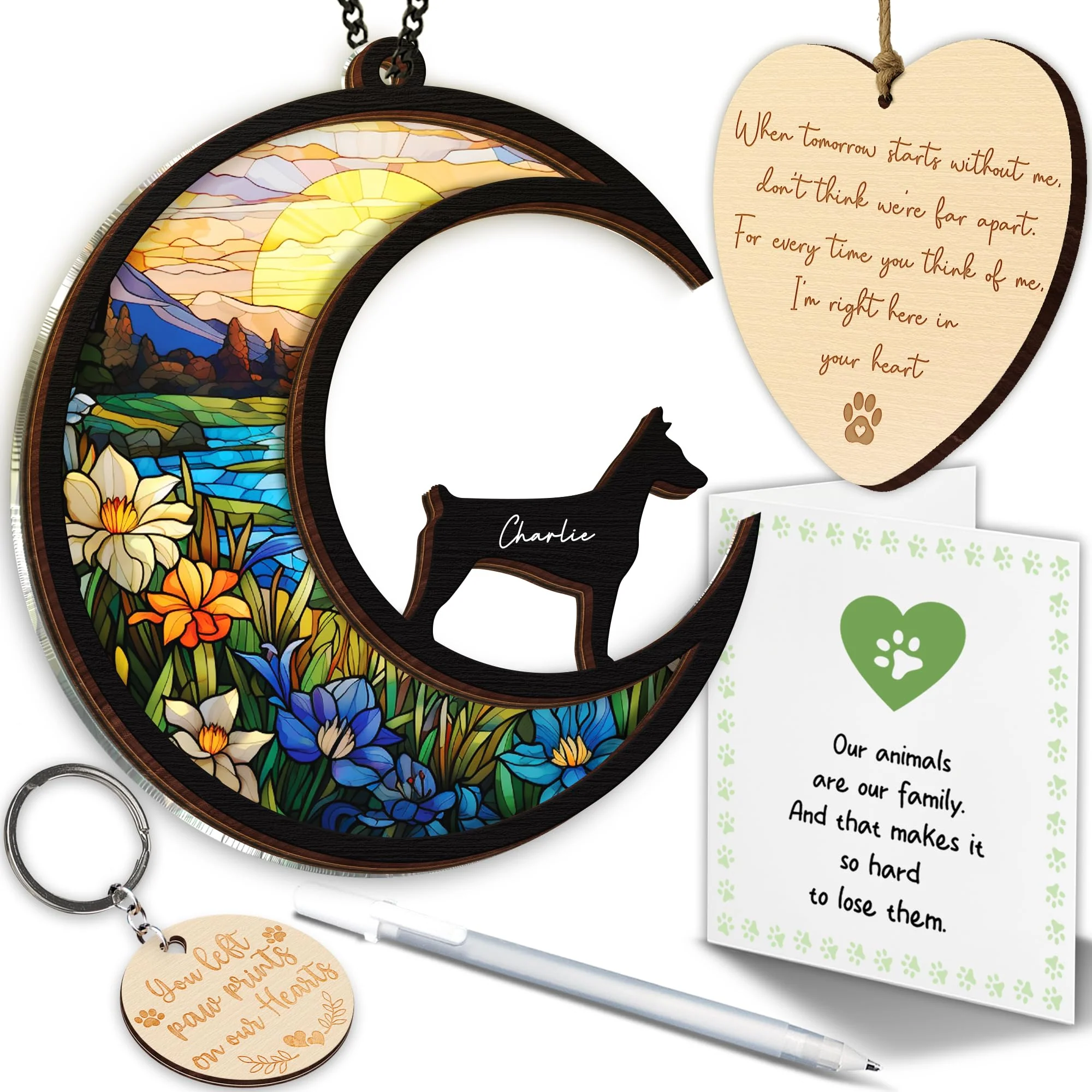 Effective Vinatimes 6'' Doberman Pinscher Memorial Suncatcher – Custom Name Pet Ornament Sympathy Gift Artisan